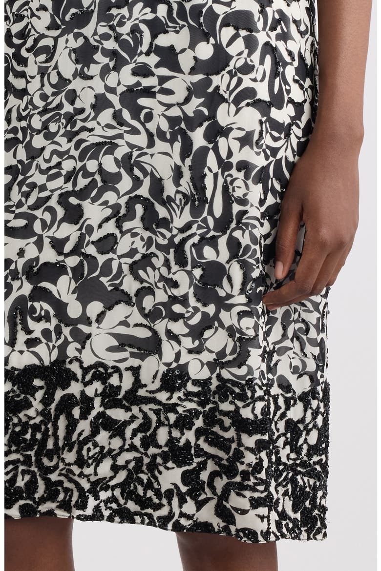 Denya Embellished Dotted Squiggle Print Slipdress, Alternate, color, BLACK