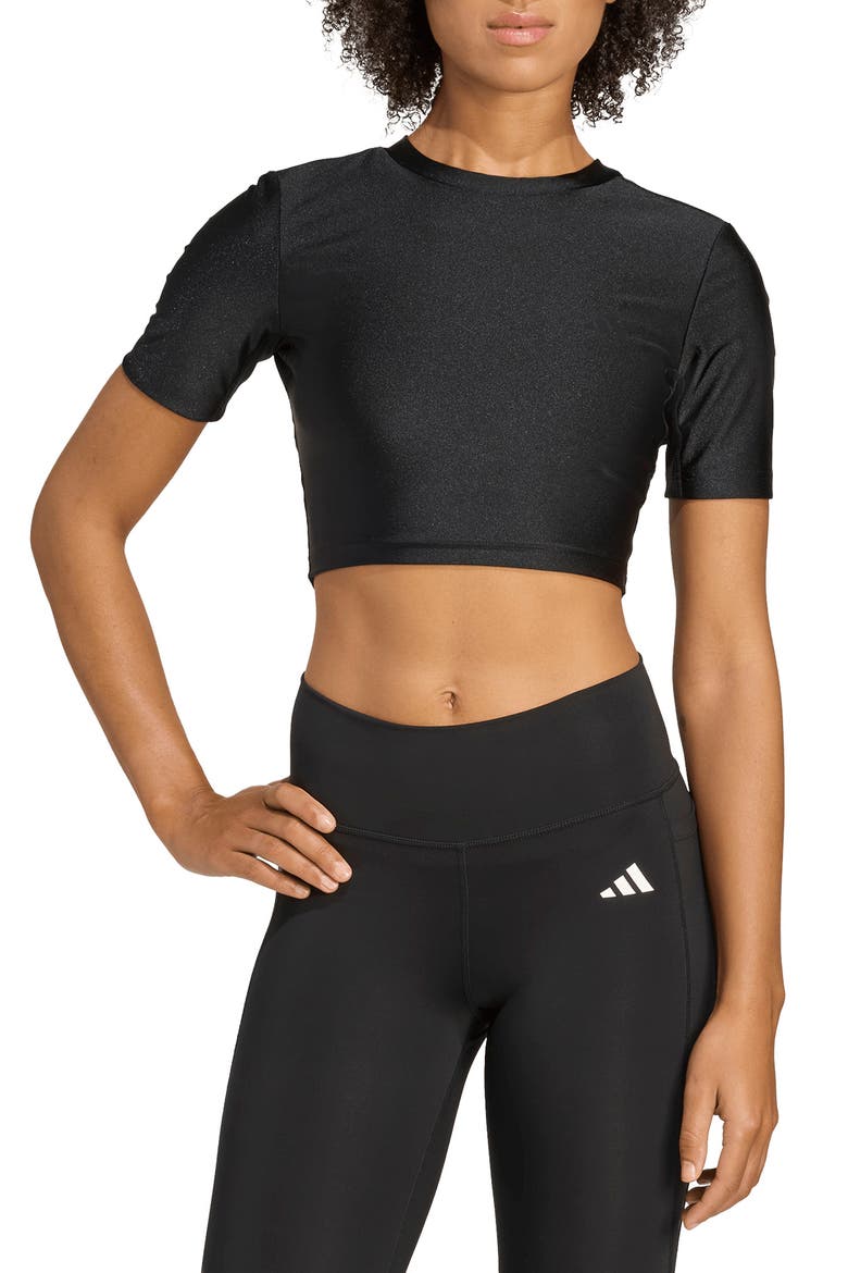 Performance Short Sleeve Crop T-Shirt, Main, color, BLACK/