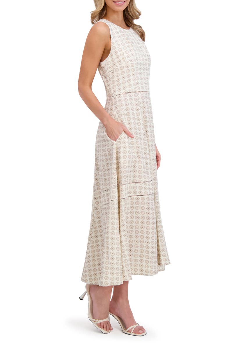 Ted Baker Geo Floral Sleeveless Linen Dress, Alternate, color, 