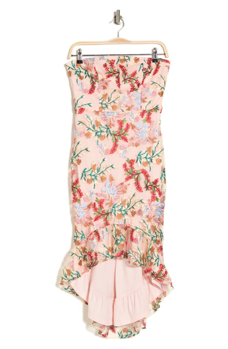 Sam Edelman Bouquet Floral Embroidered Strapless Sheath Dress, Alternate, color,