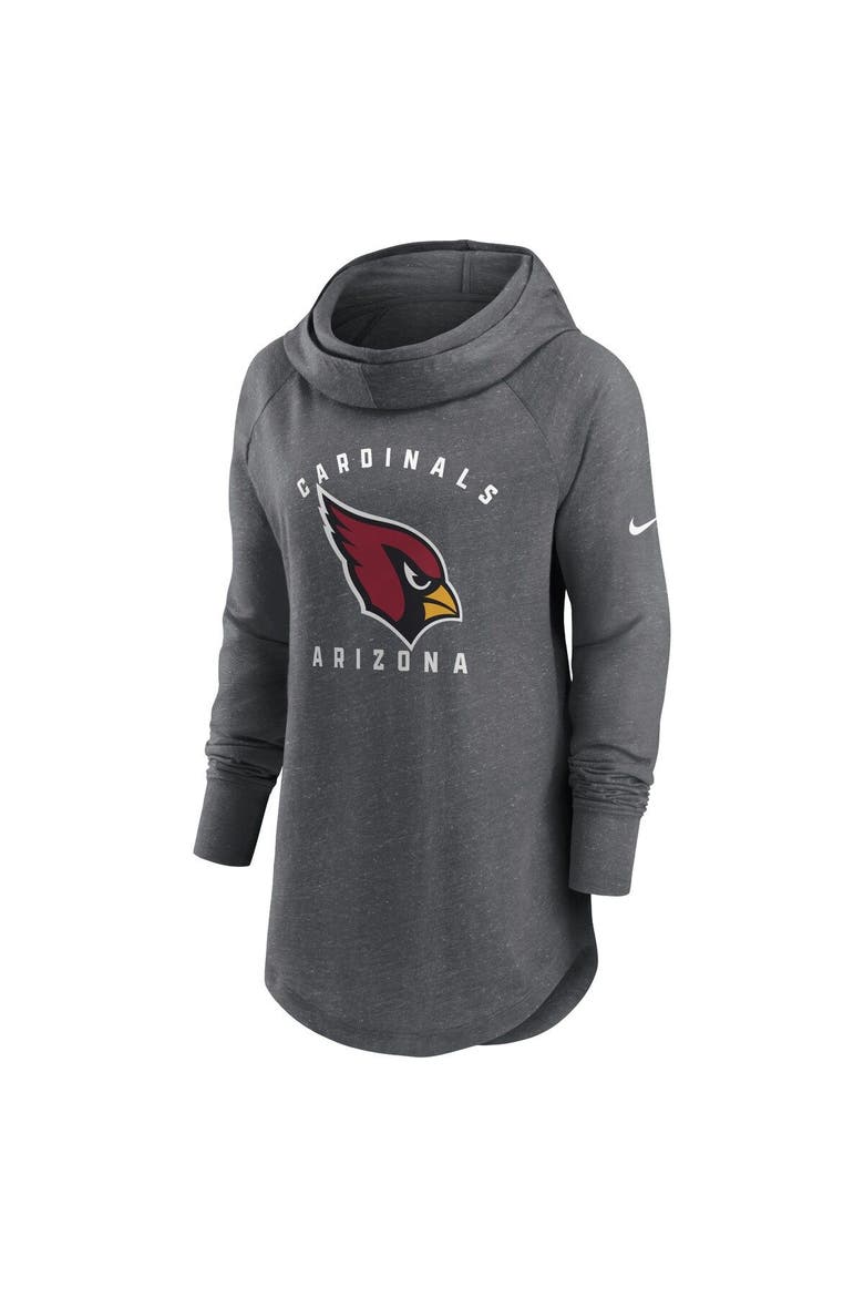 Women's Nike Heather Charcoal Arizona Cardinals Raglan Funnel Neck Pullover Hoodie, Alternate, color, Heather Charcoal