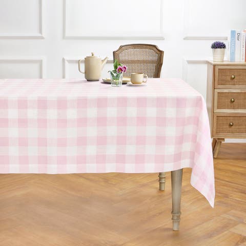 Linen Tablecloth for Dining Table, Holiday and Everyday Table Decor - Buffalo Check