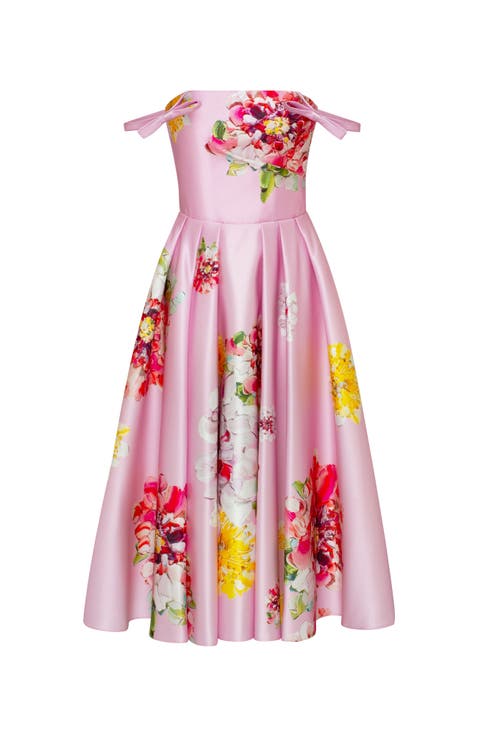 Tea-length floral dress
