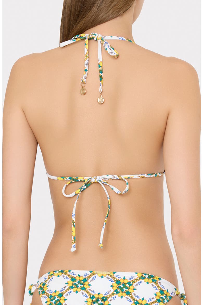 Lemon Tile Triangle Bikini Top, Alternate, color, WHITE MULTI