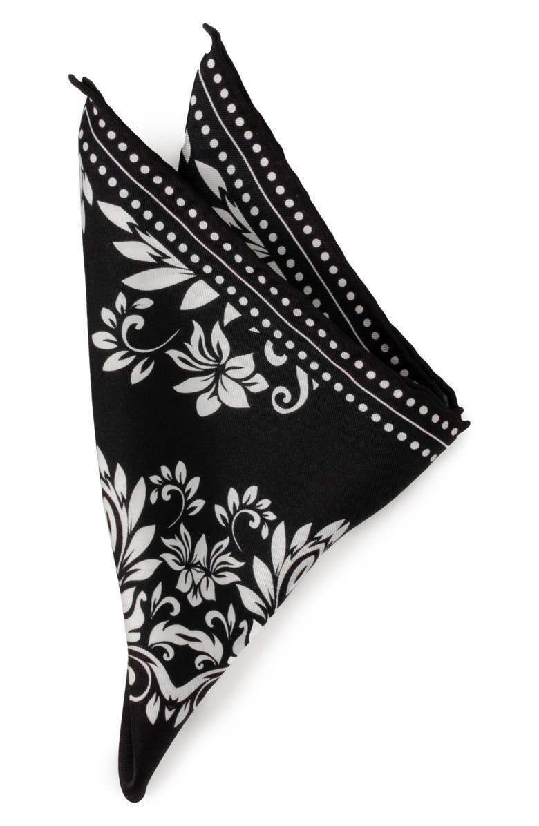 Cufflinks, Inc. Bandana Print Silk Pocket Square, Main, color, Black