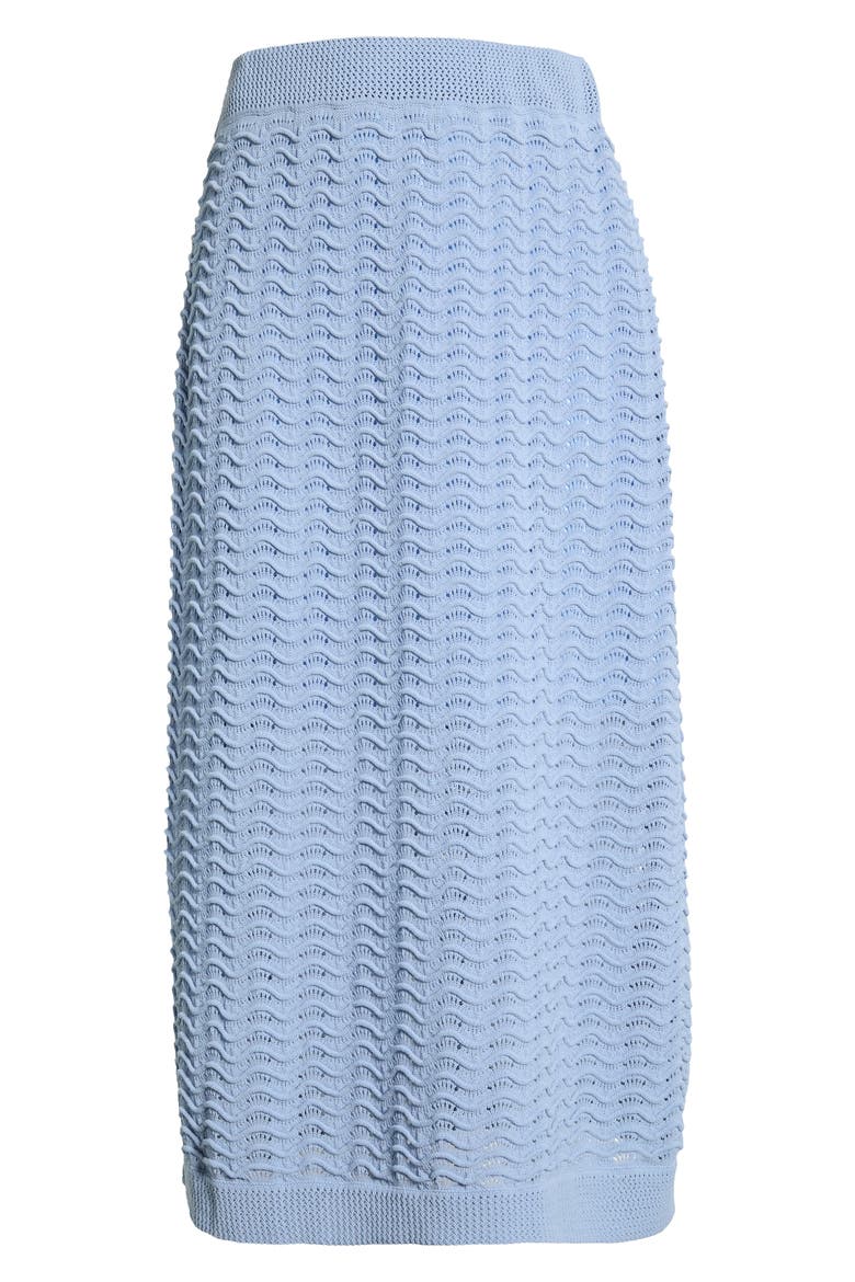 Pointelle Wave Stripe Cotton Blend Sweater Skirt, Alternate, color, BLUE HERON