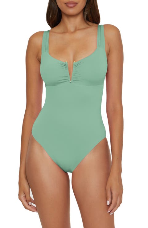 Shirred V-Wire One-Piece Swimsuit