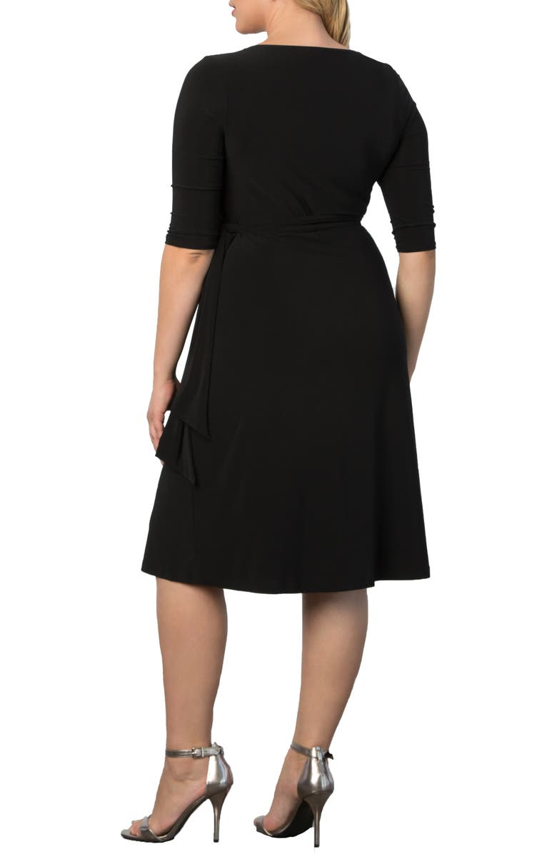 Kiyonna Sweetheart Neck Wrap Dress, Alternate, color, Black Noir
