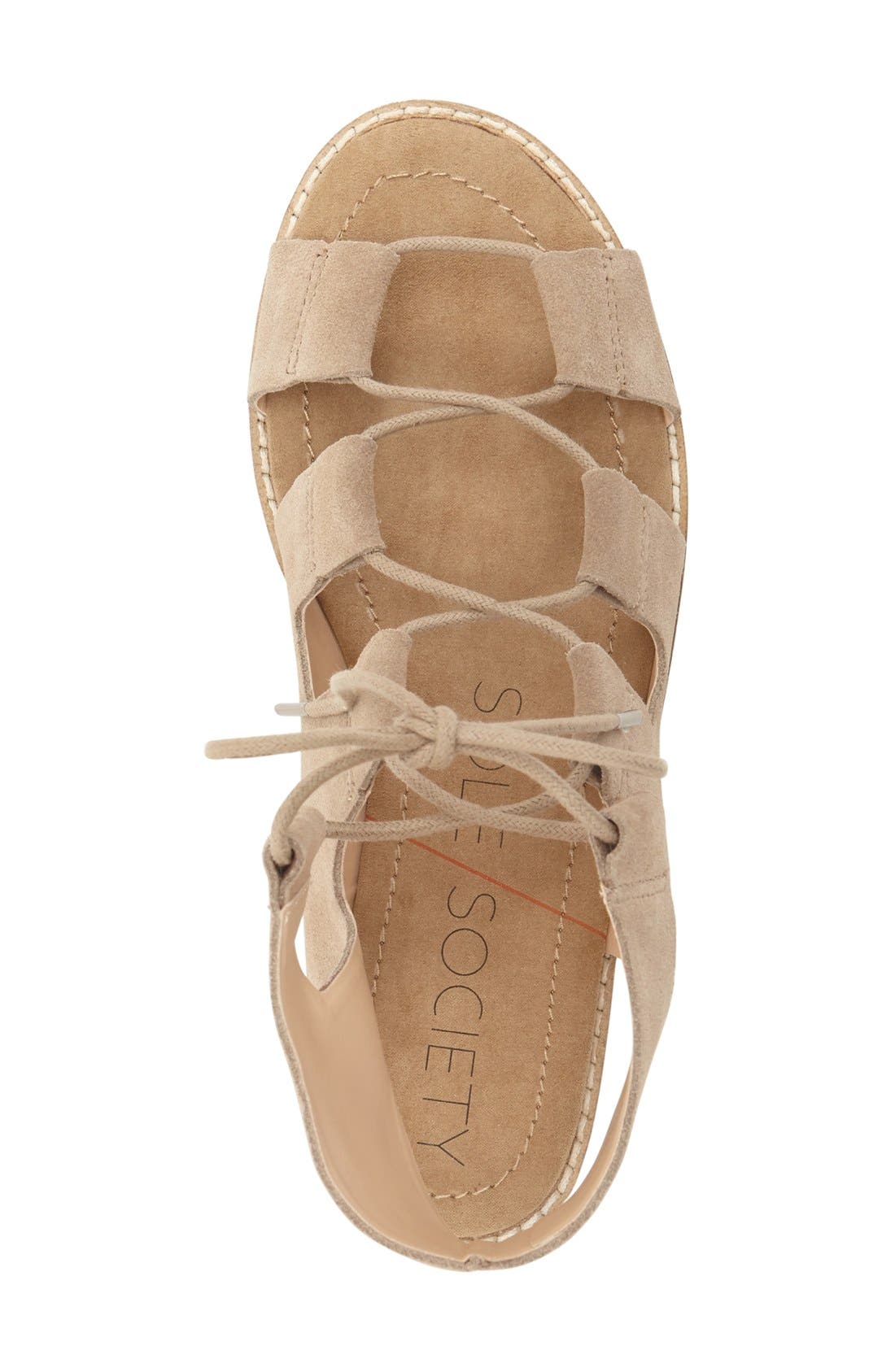 'Cady' Lace-Up Flat Sandal, Alternate, color, SAND SUEDE