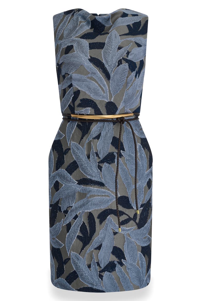 Metallic Jacquard Sleeveless Sheath Dress, Alternate, color, VAPOR MULTI