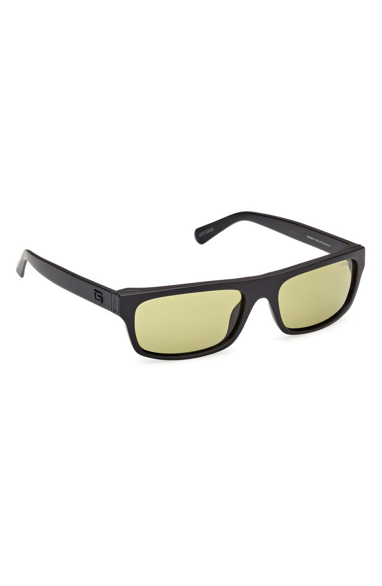 GUESS Rectangular Sunglasses, Alternate, color, Matte Black / Green