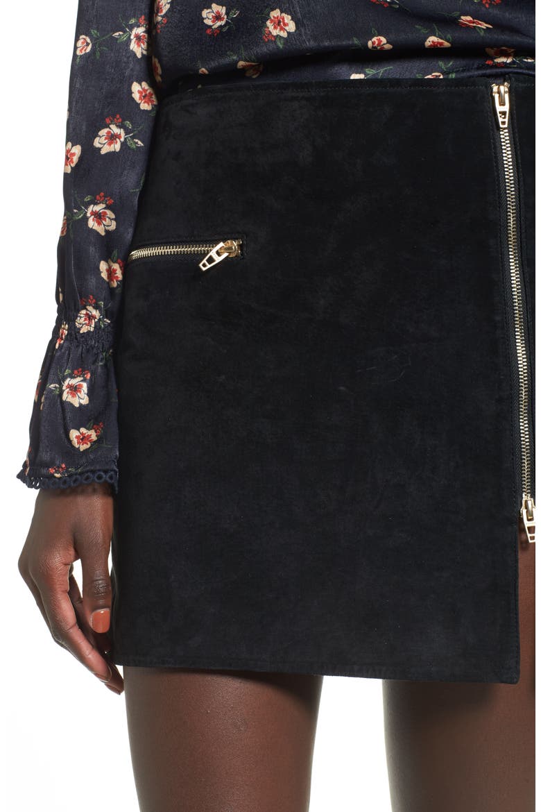 Suede Miniskirt, Alternate, color, ONYX