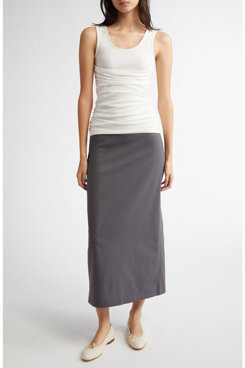 Jiaqi Cutout Waist Midi Skirt, Alternate, color, GREY