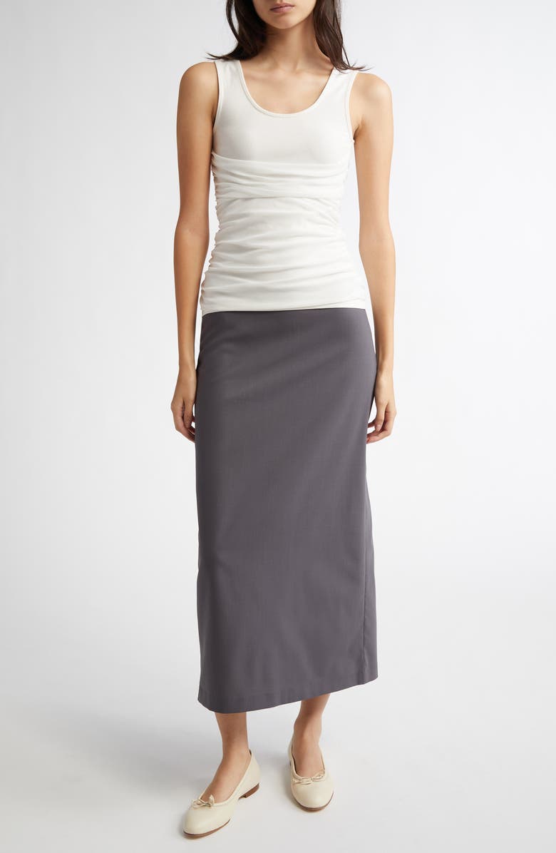 Paloma Wool Jiaqi Cutout Waist Midi Skirt, Alternate, color, Grey