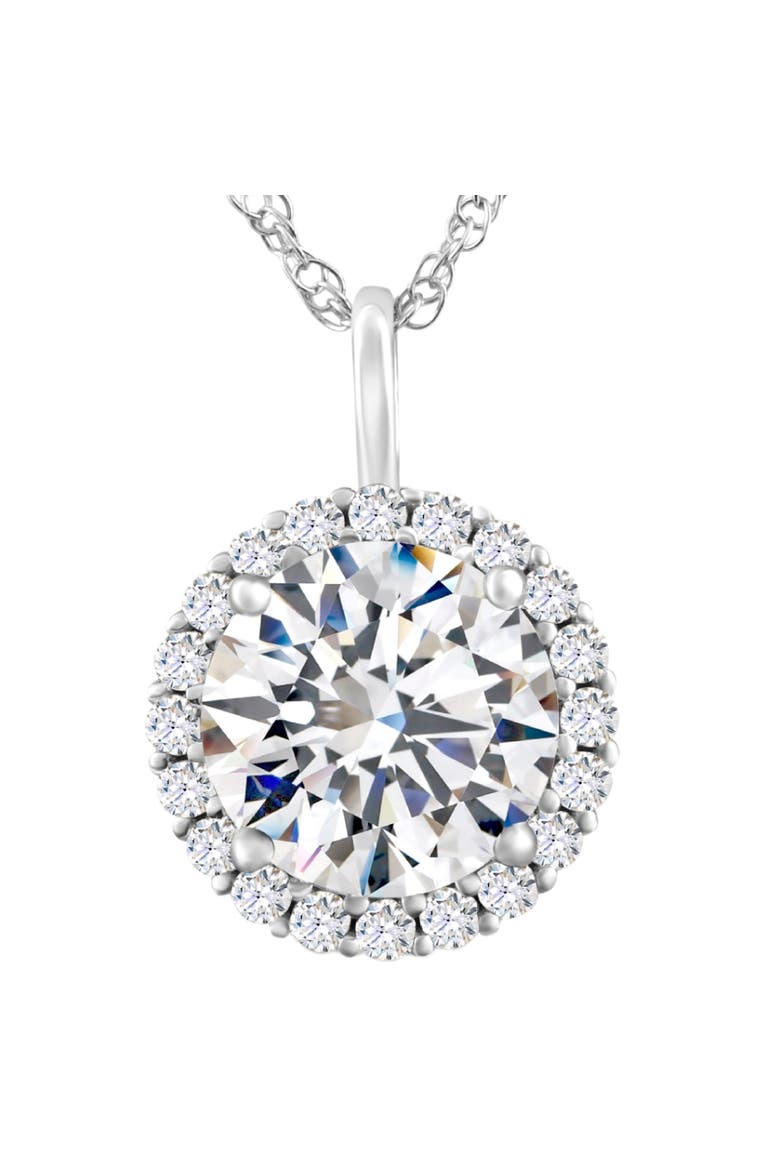 Certified 3 1/2Ct Halo Diamond Pendant 14k Gold Women's Necklace Lab Grown, Main, color, White Gold