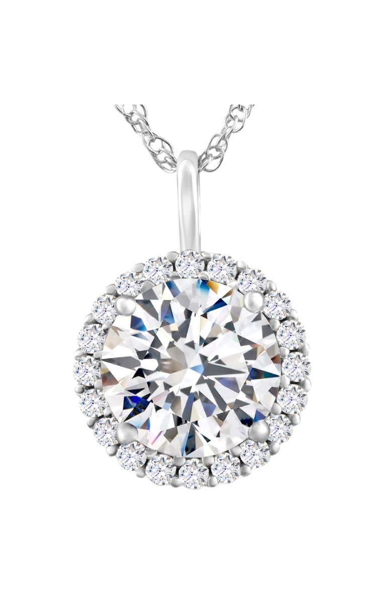 Bliss Diamond Certified 3 1/2Ct Halo Diamond Pendant 14k Gold Women's Necklace Lab Grown, Main, color, White Gold