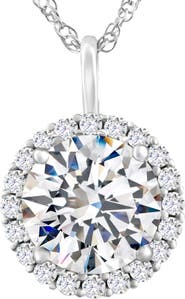 Bliss Diamond Certified 3 1/2Ct Halo Diamond Pendant 14k Gold Women's Necklace Lab Grown