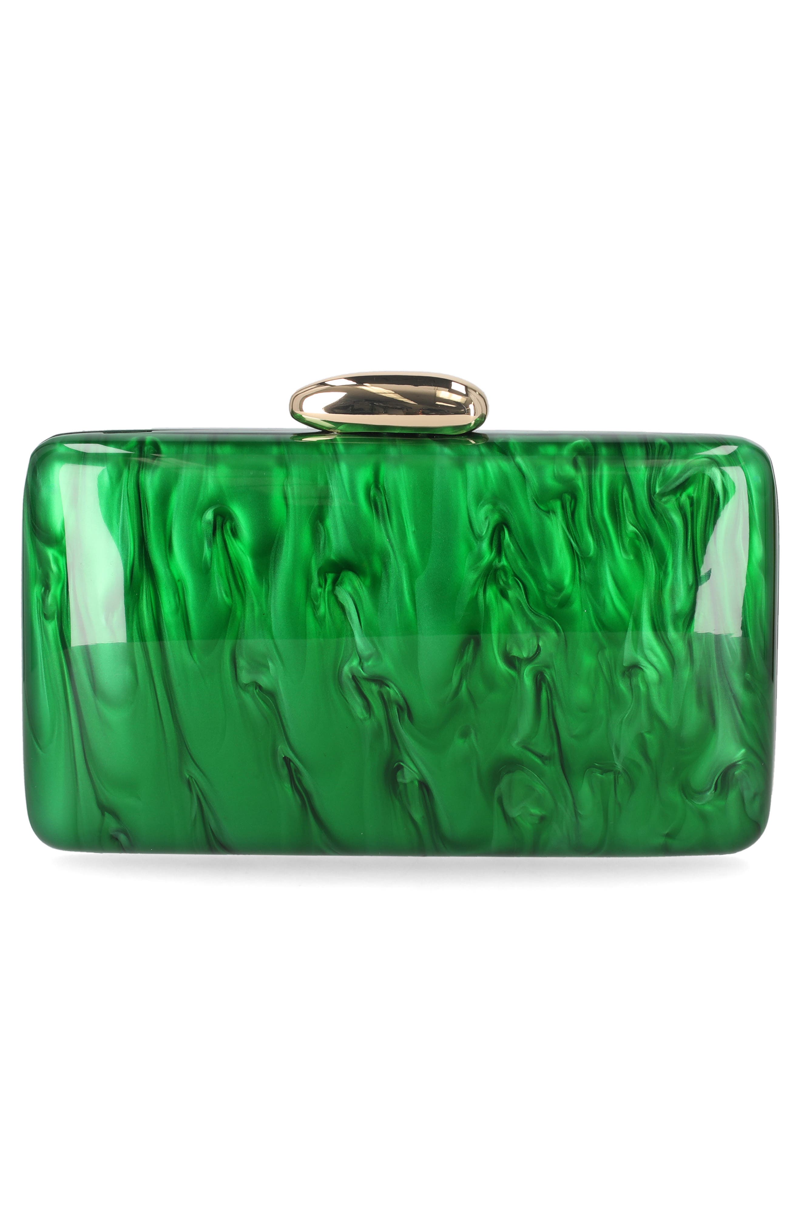 Jessica McClintock June Minaudière Clutch, Alternate, color, Green