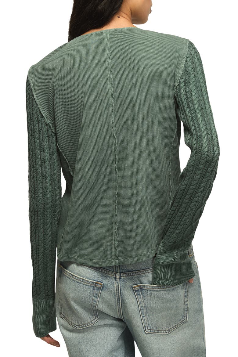 Pintuck Sweater Mix Henley, Alternate, color, BALSAM GREEN