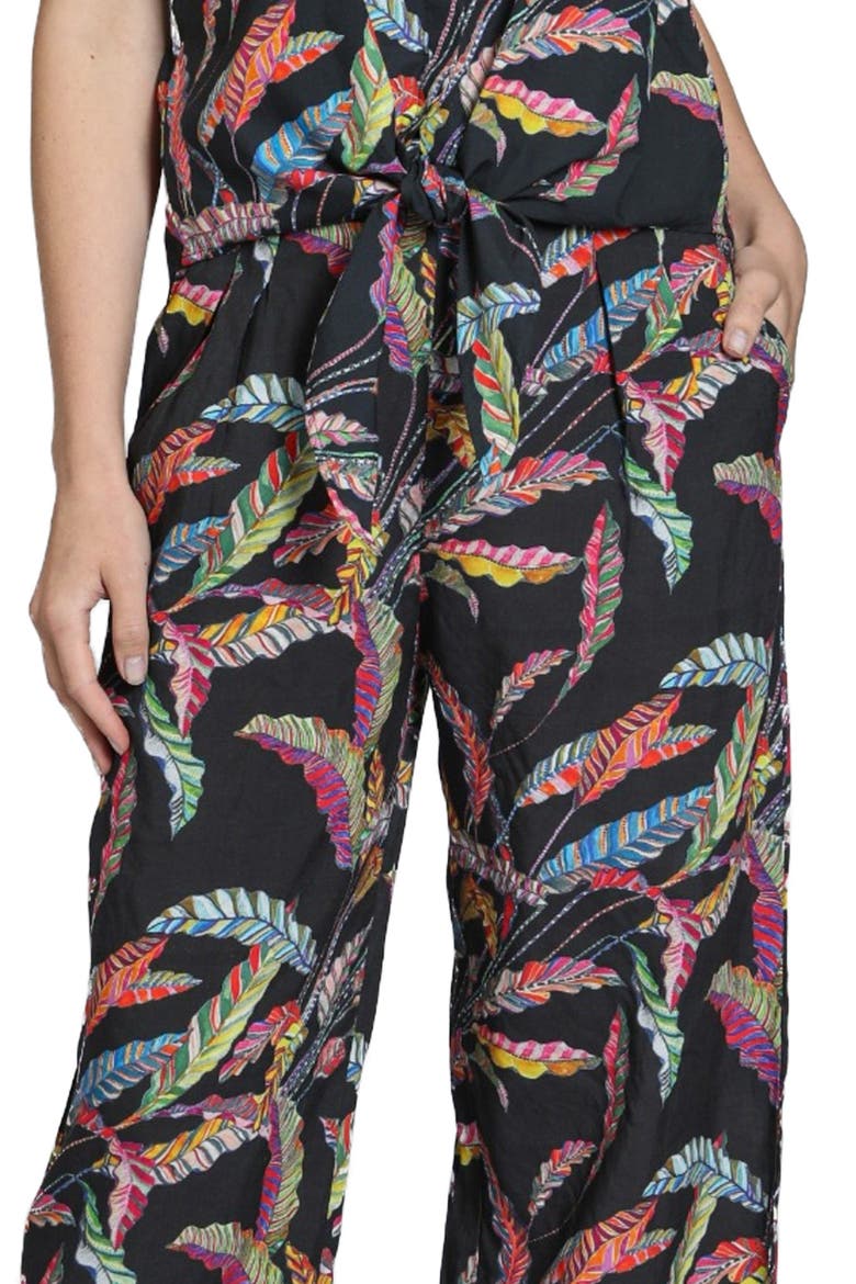 Print Tie Waist Crop Wide Leg Pants, Alternate, color, BLACK MULTI