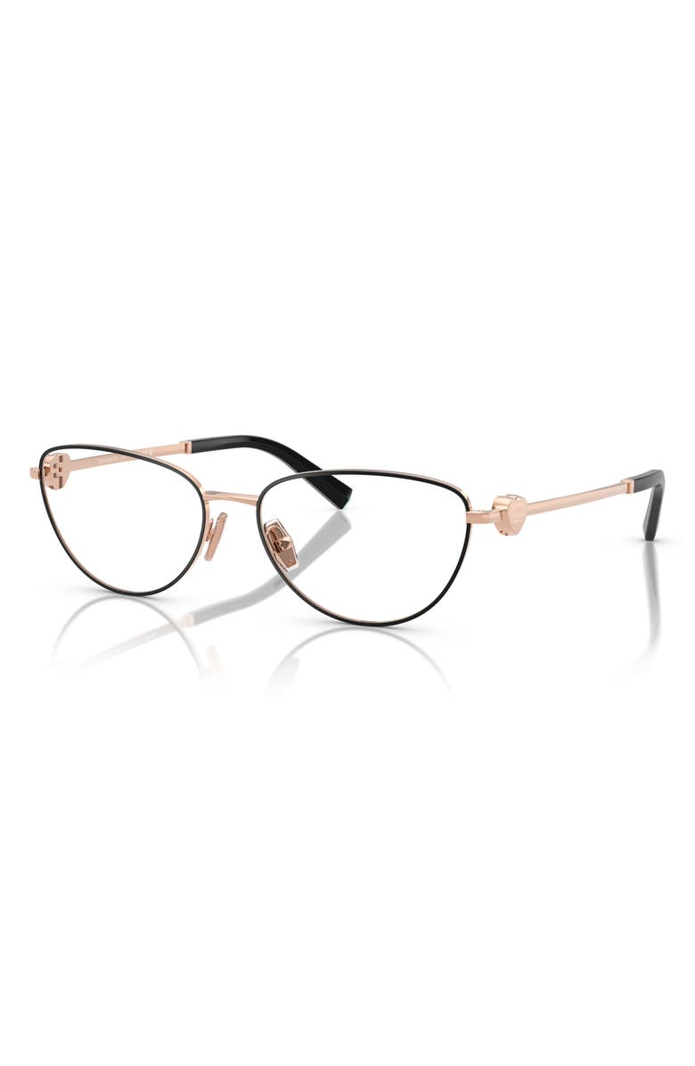 Tiffany & Co. 54mm Oval Optical Glasses, Alternate, color, Rose Gold Blk