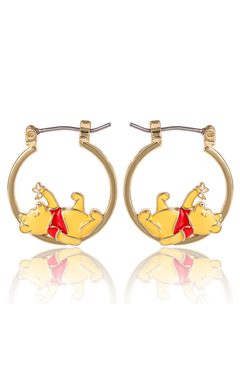 Disney Winnie The Pooh Hoop Earrings, Main, color, Yellow Gold