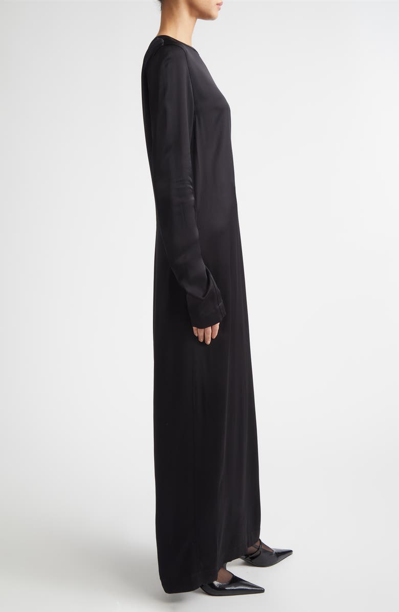 TOTEME Long Sleeve Satin Dress, Alternate, color, Black