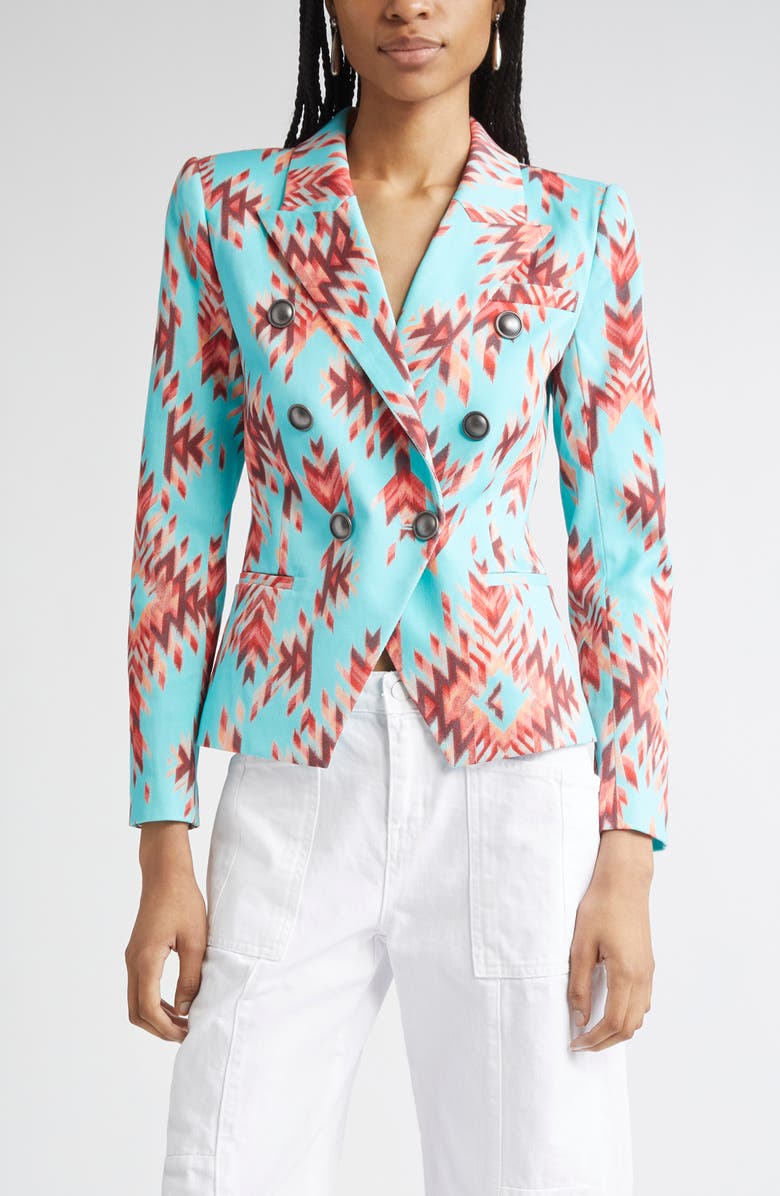 L'AGENCE Marie Double Breasted Cotton Blazer, Main, color, 