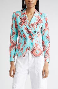 L'AGENCE Marie Double Breasted Cotton Blazer