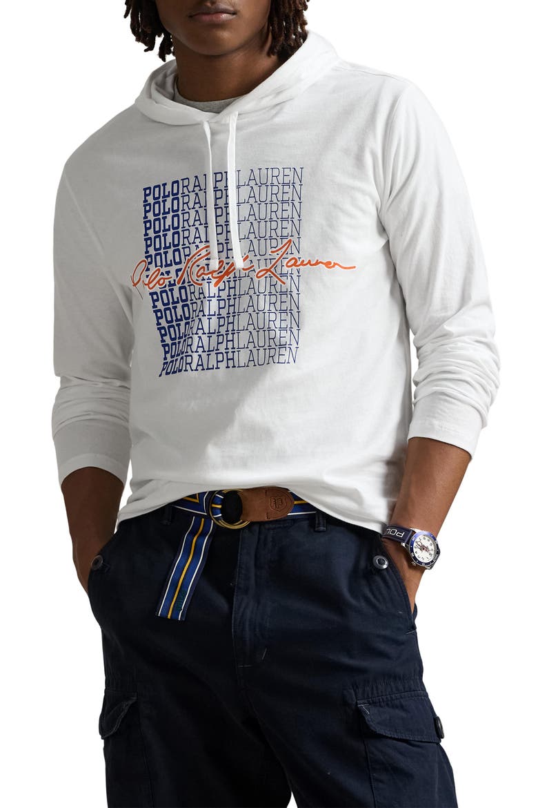 Jersey Long Sleeve Hooded T-Shirt, Main, color, WHITE