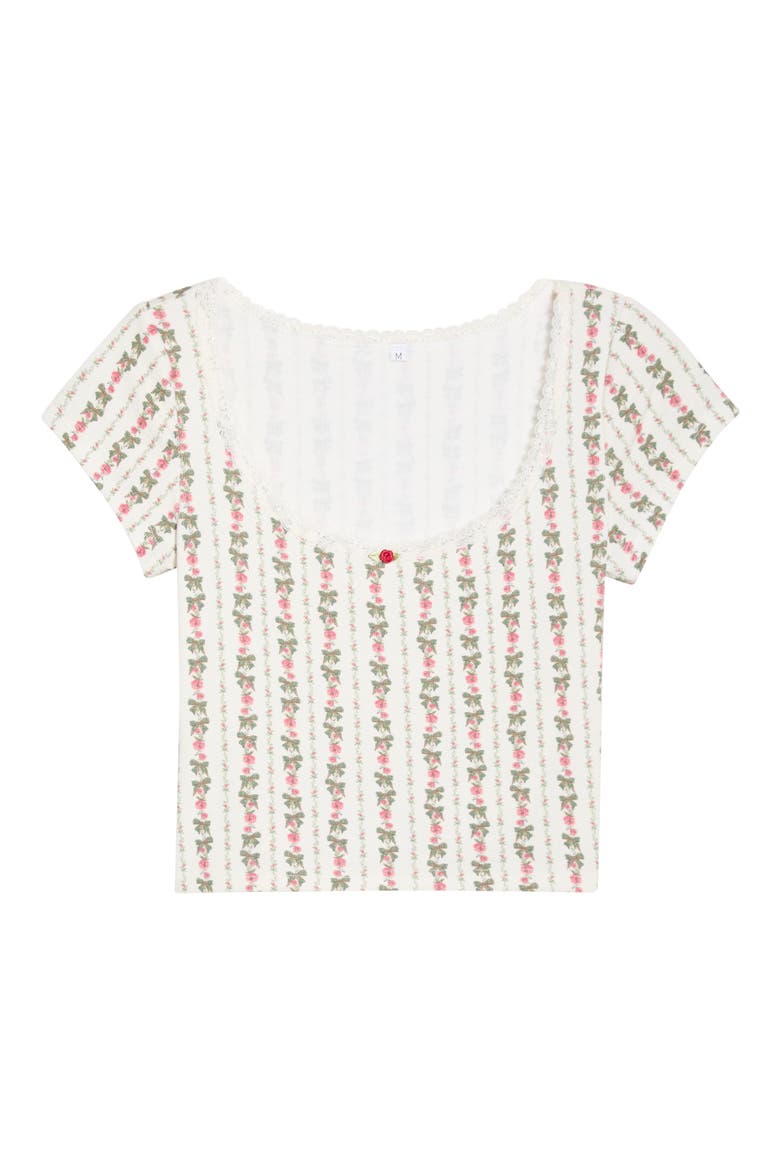Print Short Sleeve Pajama Top, Alternate, color, HEIRLOOM ROSE