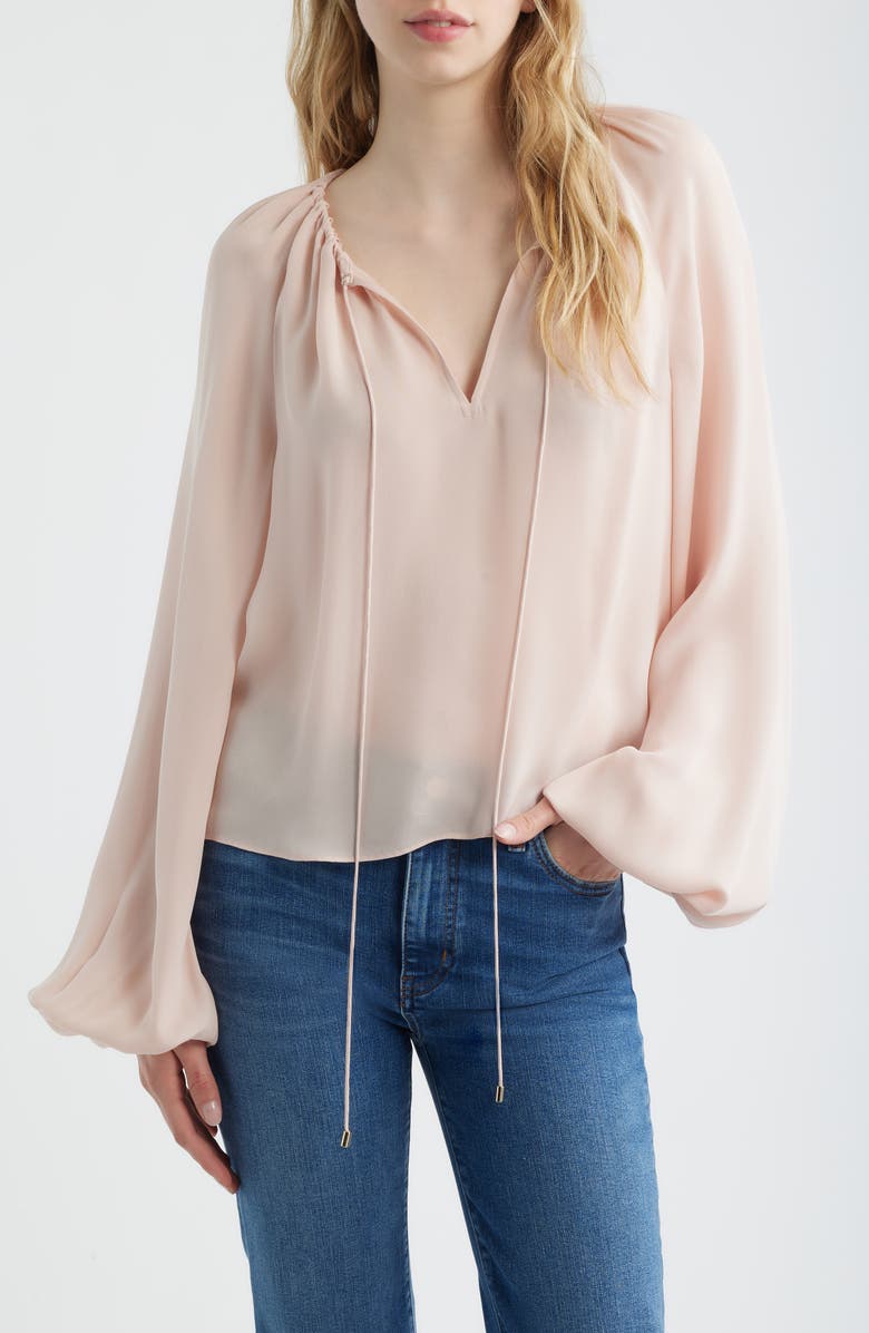 FRAME The Balloon Silk Top, Main, color, Taffy