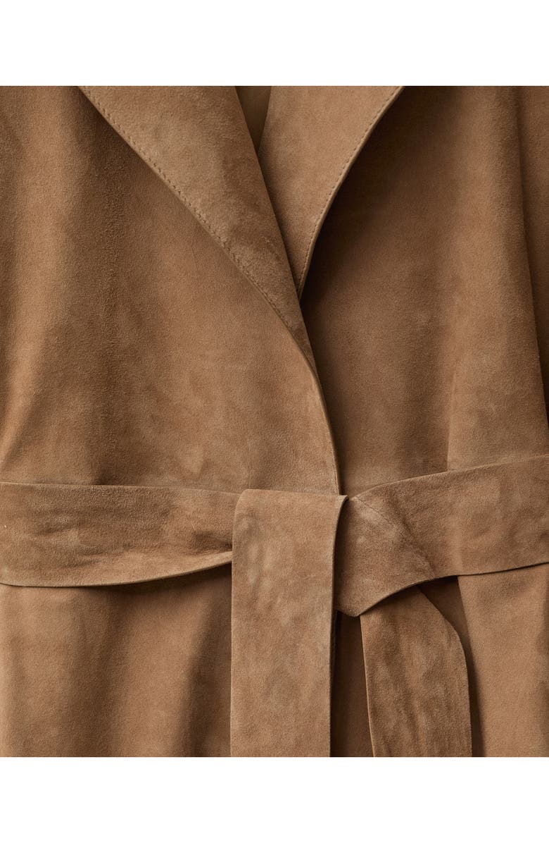 MANGO Belted Suede Trench Coat, Alternate, color, 