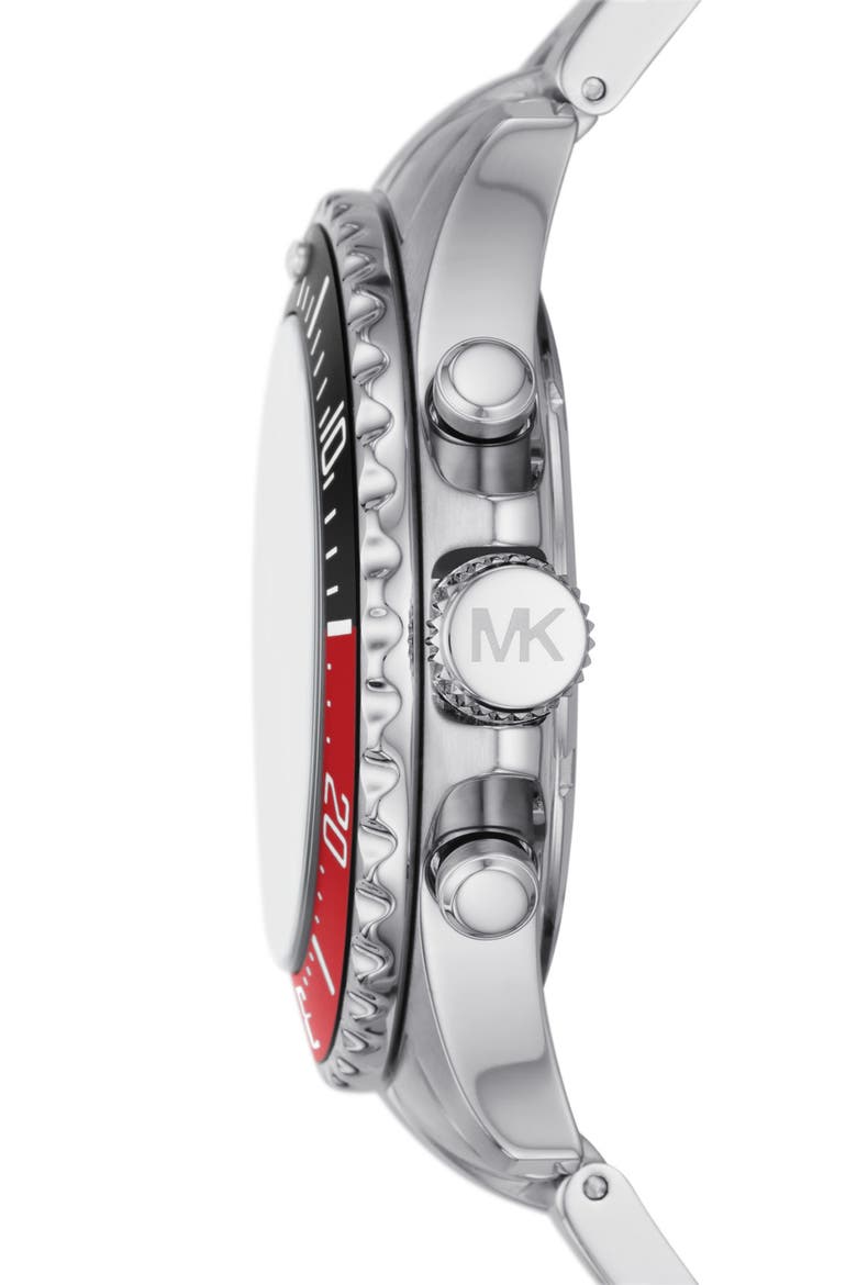 Everest Chronograph Bracelet Watch, 45mm, Alternate, color, STAINLESS STEEL/ RED/ BLACK