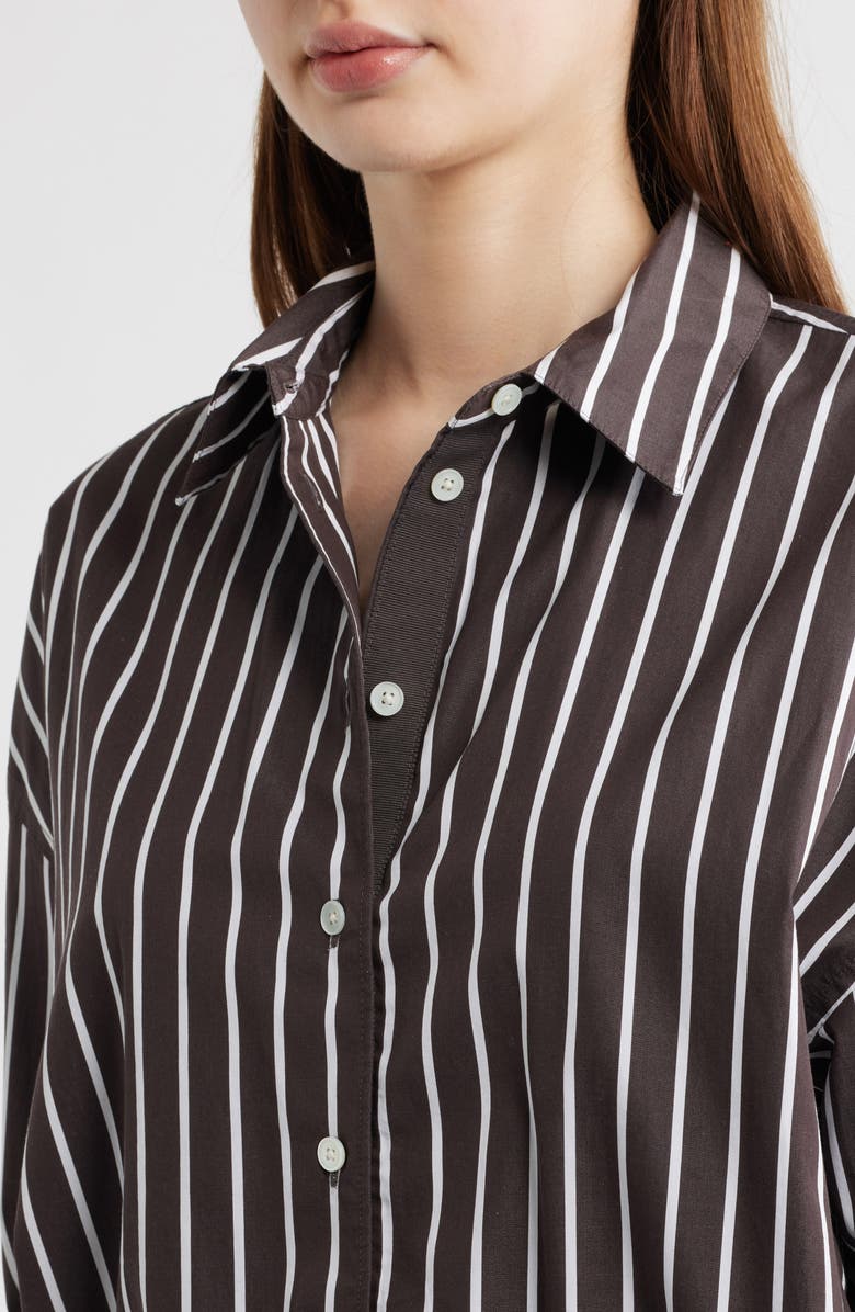 Madewell Drawstring Poplin Button-Up Shirt, Alternate, color, Chocolate Plum