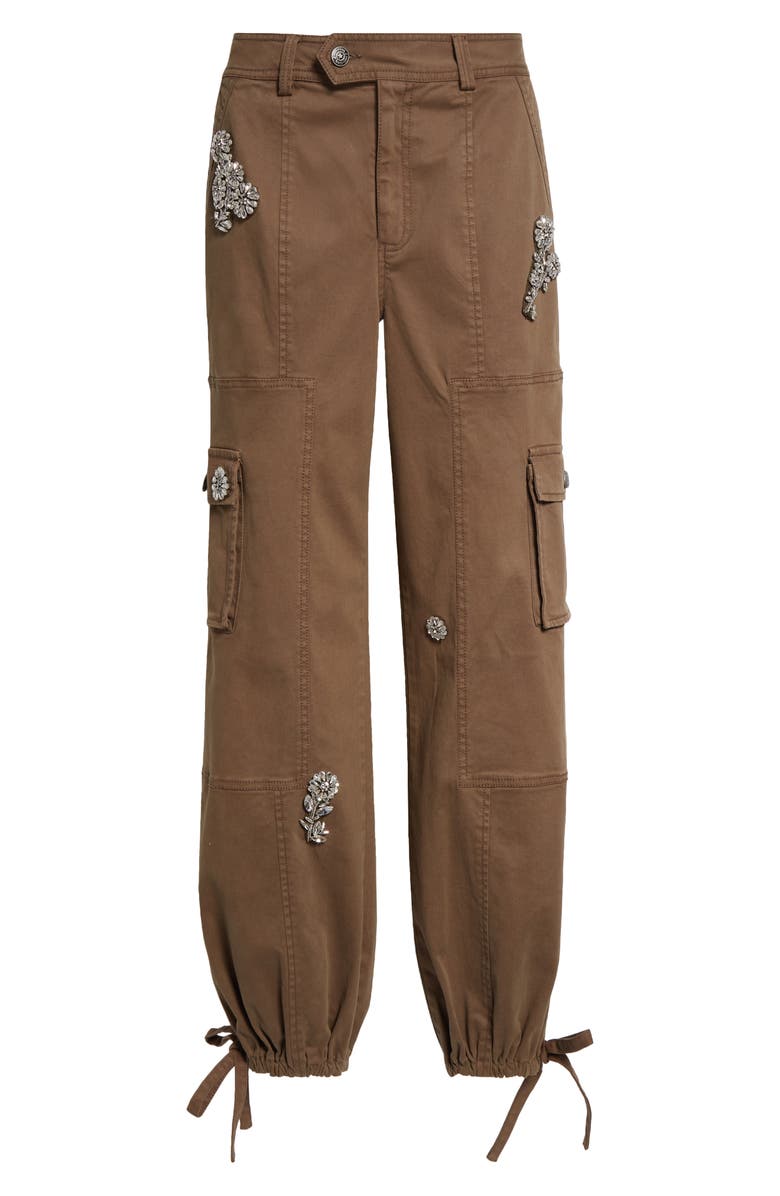 Cinq à Sept Crystal Chrysanthemum Zola Cargo Pants, Alternate, color, Olive