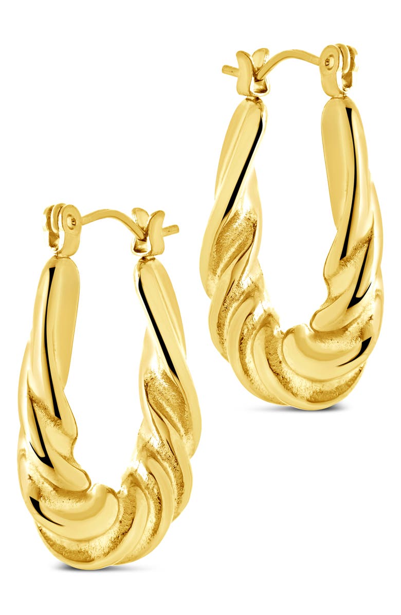 Sterling Forever Elena Twisted Tube Hoop Earrings, Main, color, Gold