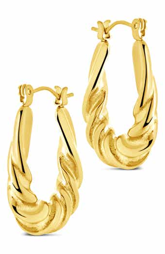 Sterling Forever Elena Twisted Tube Hoop Earrings