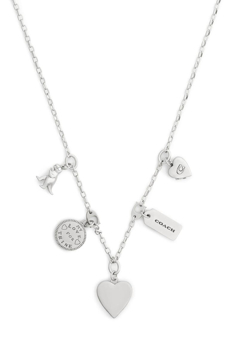 Heritage Charm Station Necklace, Alternate, color, SILVER