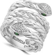 EFFY Sterling Silver Diamond Snake Bypass Ring