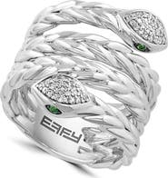 EFFY Sterling Silver Diamond Snake Bypass Ring