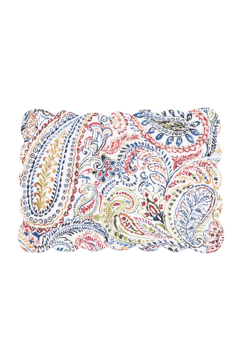 Payton Paisley Placemats Set of 6 13" x 19", Alternate, color, Blue