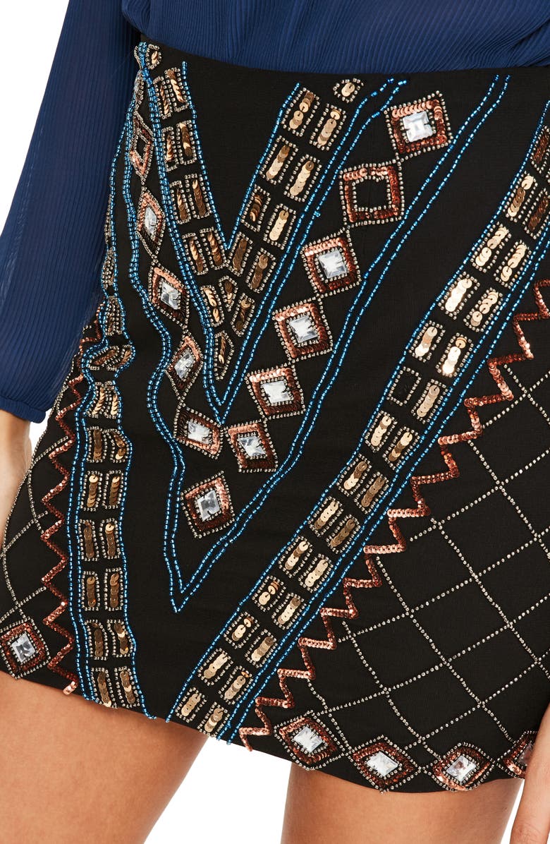 Missguided Embellished Miniskirt, Alternate, color, 