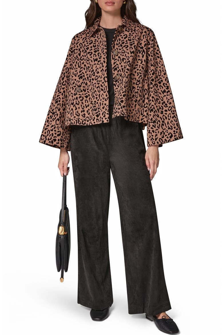 Flocked Leopard Print Trapeze Jacket, Alternate, color, CAMEL COMBO