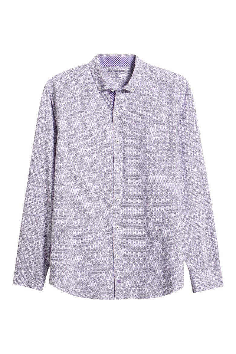 XC+™ Football Print Performance Button-Down Shirt, Alternate, color, PURPLE