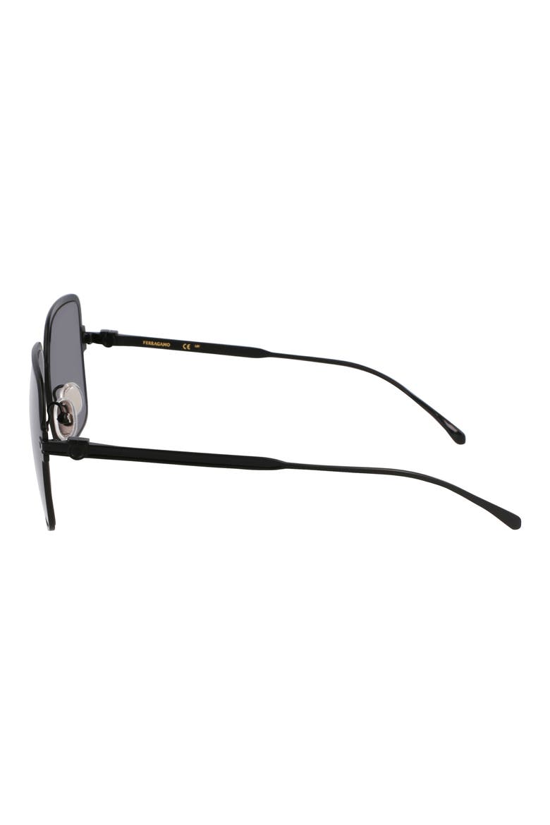 Gancini 57mm Modified Rectangular Sunglasses, Alternate, color, MATTE BLACK