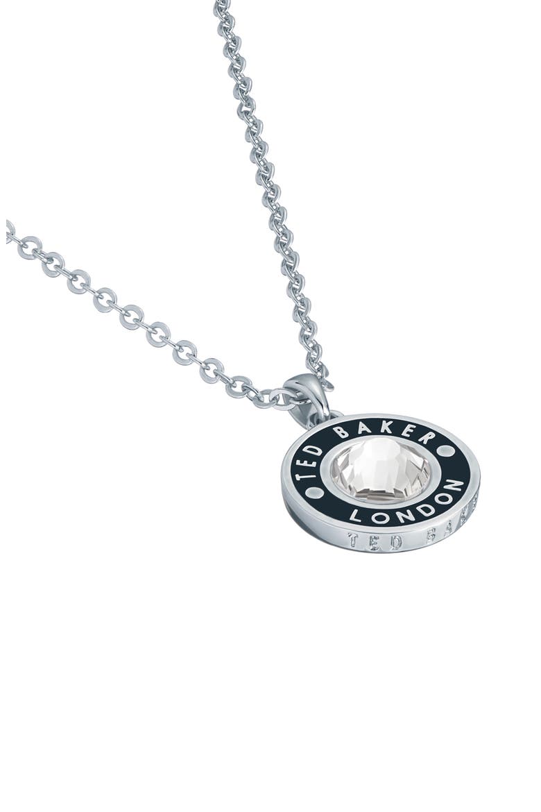 Cherlie Logo Crystal Pendant Necklace, Alternate, color, SILVER TONE/ BLACK/ CLEAR