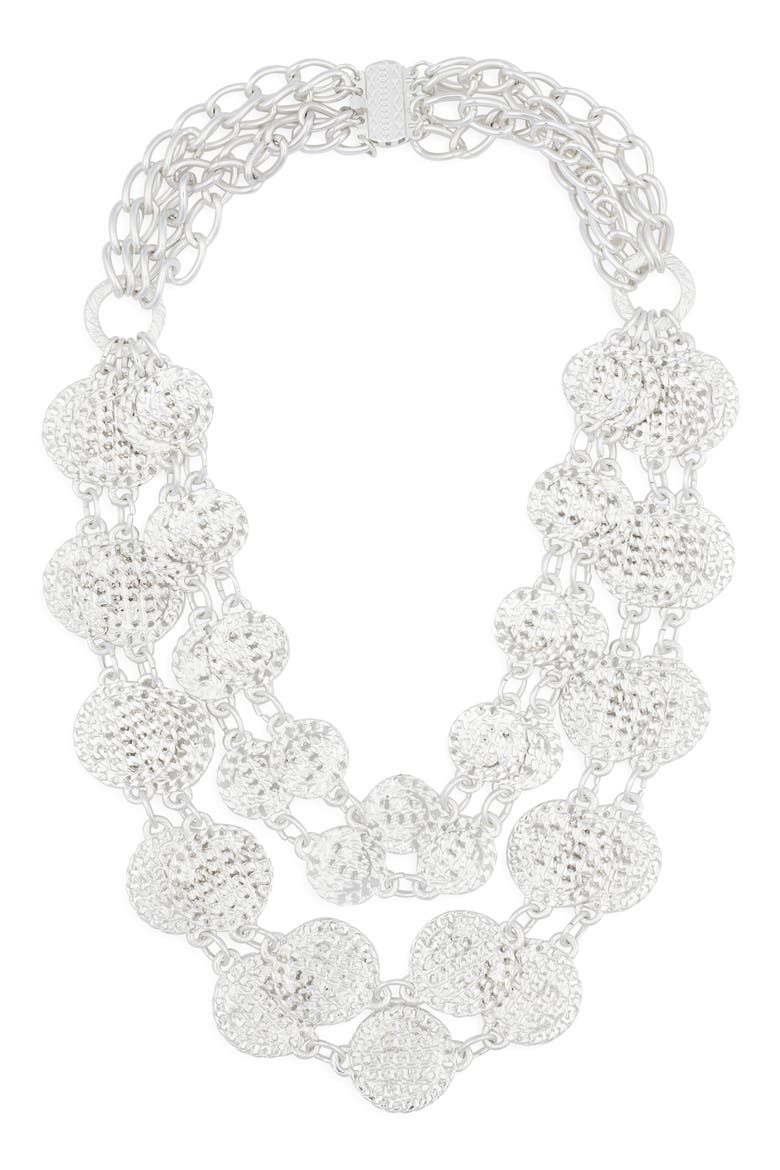 Coin Layered Necklace, Main, color, SILVER