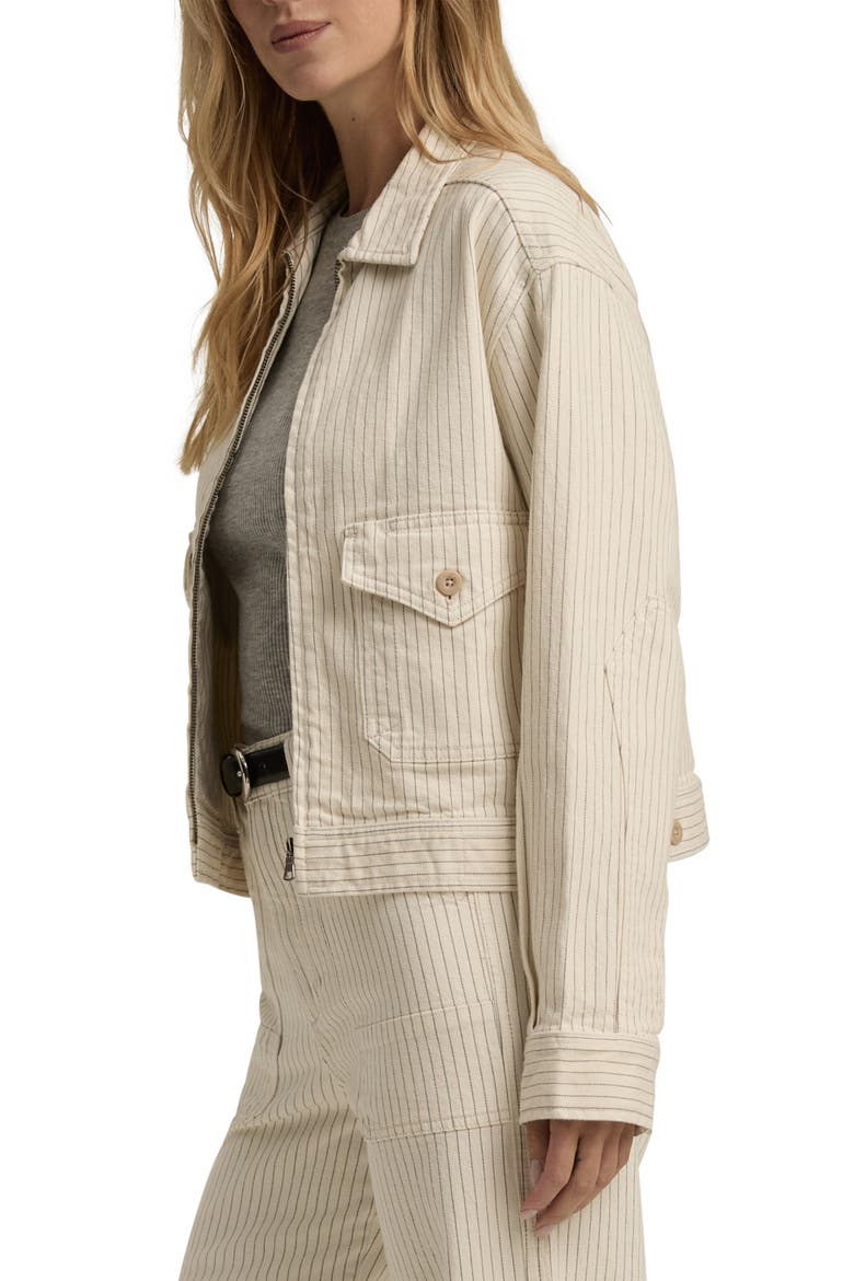 The Robert Pinstripe Stretch Cotton Trucker Jacket, Alternate, color, NEWPORT