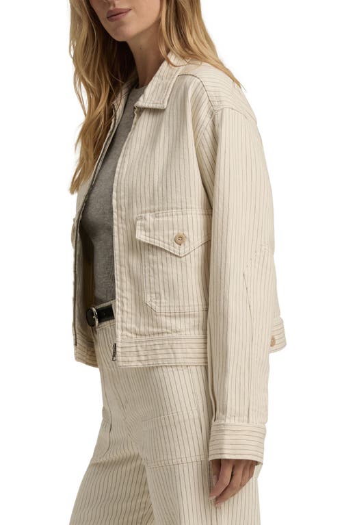 Favorite Daughter The Robert Pinstripe Stretch Cotton Trucker Jacket In Newport